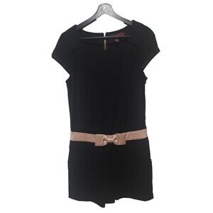 Ted Baker Siria Bow Playsuit Romper Size 2 Black with Pink Bow and Pockets